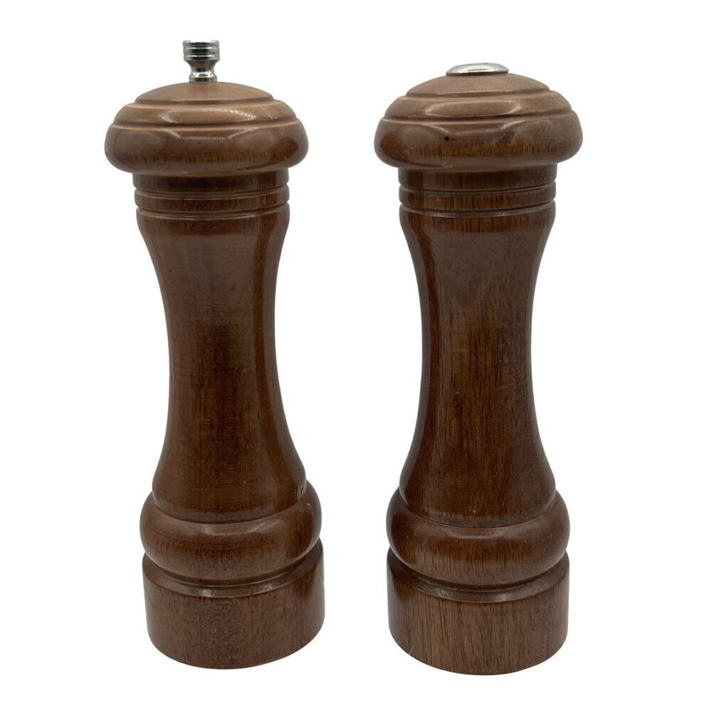 Olde Thompson Walnut Wood Vintage USA Salt Pepper Grinder Set 8.5" Tall Classic